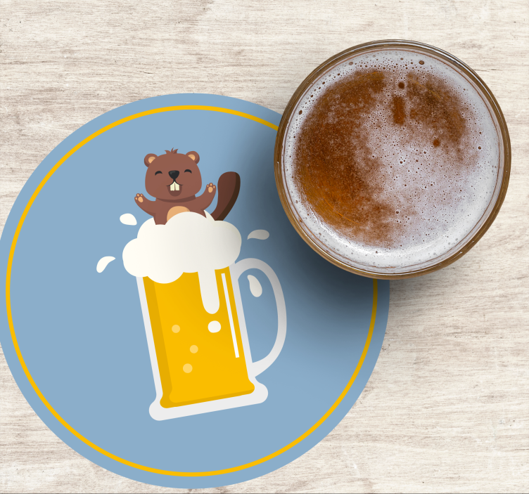 Bierdeckel fröhlicher biber becher - TenStickers