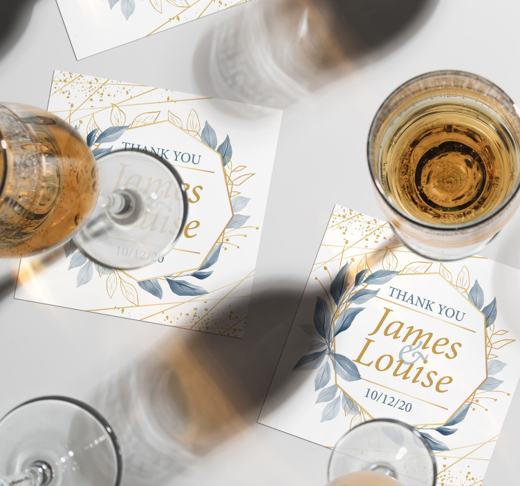 Bierdeckel hochzeit elegante florale dankeskarten - TenStickers