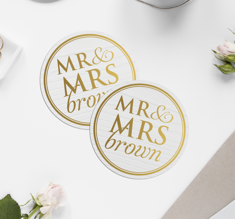 Untersetzer Hochzeit Elegante mr & mrs für hochzeiten anpassbar - TenStickers