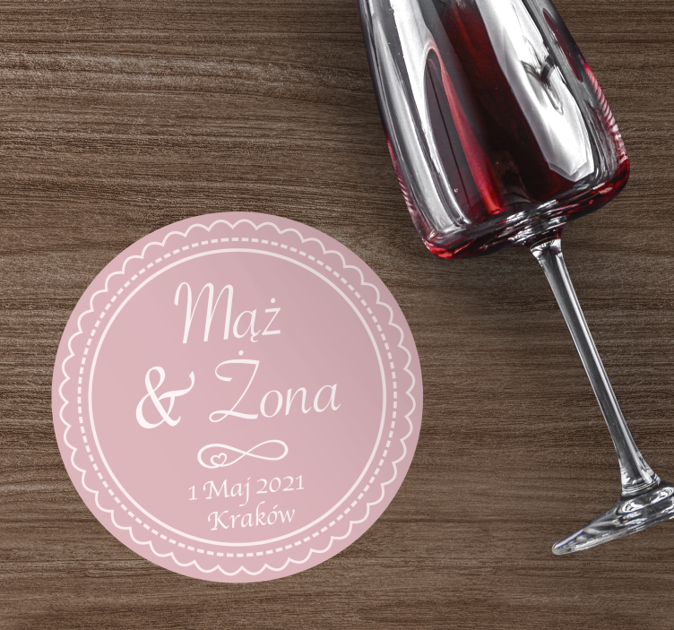 Bierdeckel hochzeit elegantes pinkes runddesign - TenStickers