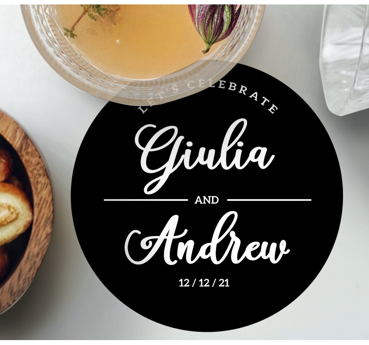 Bierdeckel hochzeit mit personalisierten namen - TenStickers