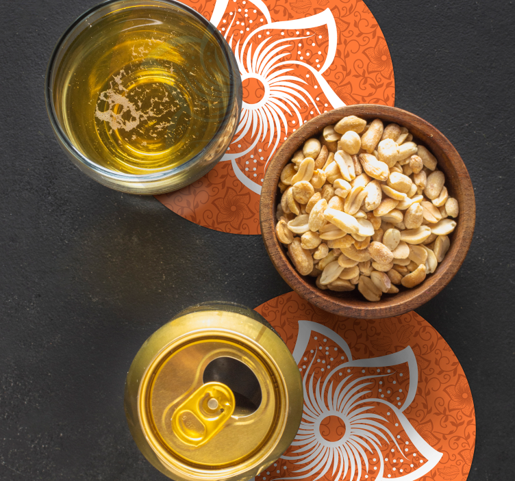 Bierdeckel im stilvollen orangefarbenen blumenmuster - TenStickers