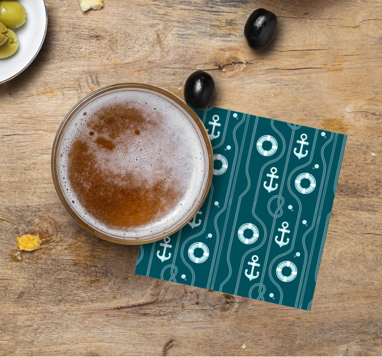 Bierdeckel mit anker und rettungsring muster - TenStickers