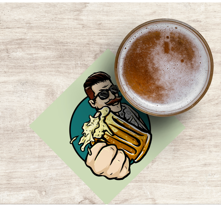 Bierdeckel mit bärtigem mann und bierkrug - TenStickers