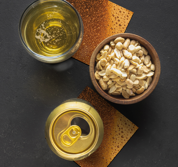 Bierdeckel mit bernsteinfarbenen tropfenmustern - TenStickers