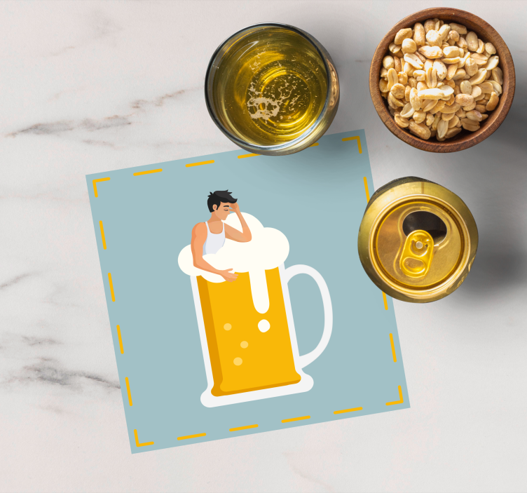 Bierdeckel mit entspannender bierkrug-illustration - TenStickers