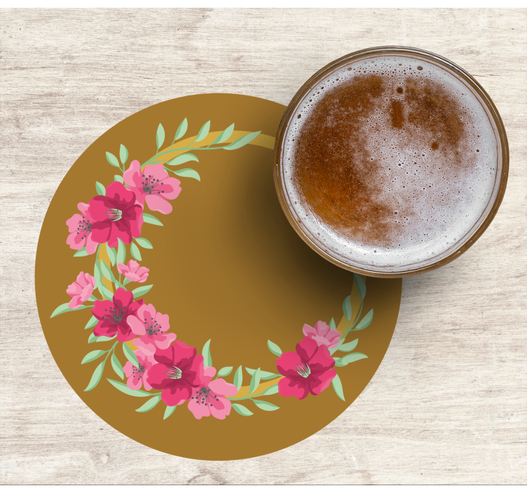Bierdeckel mit floralem kreisförmigem design - TenStickers
