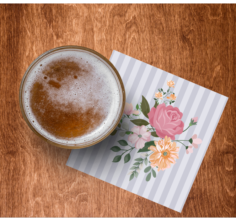 Bierdeckel mit floralen streifenmuster - TenStickers