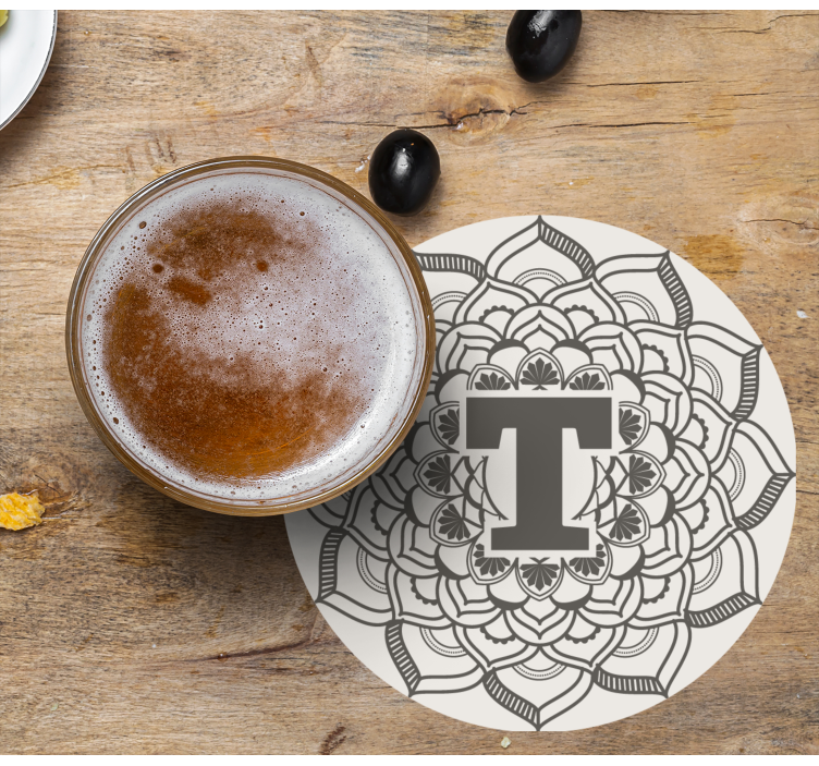 Bierdeckel mit floraler monogrammdekoration - TenStickers