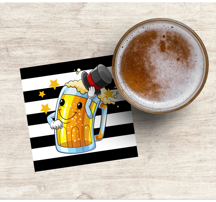 Bierdeckel mit fröhlichem bierkrug-maskottchen - TenStickers