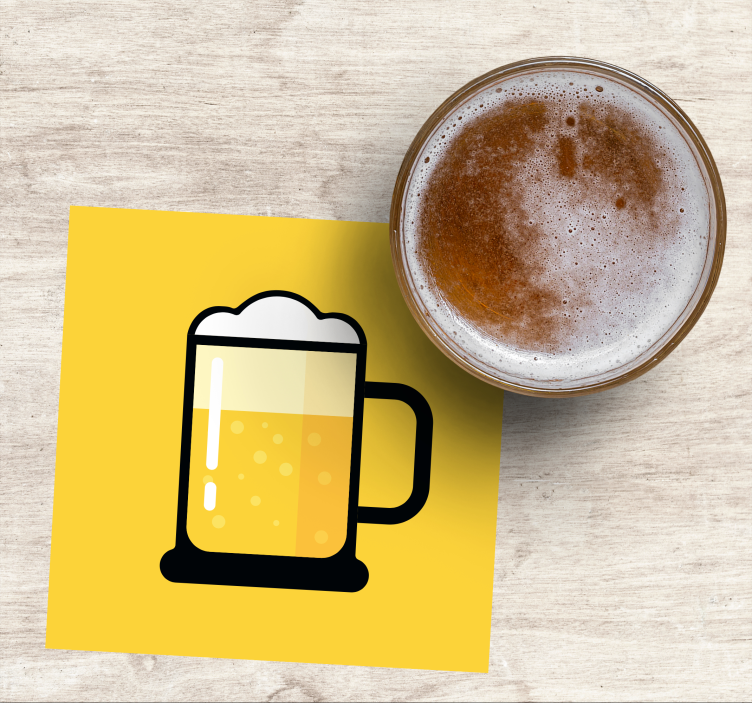 Bierdeckel mit gelber bierkrug-illustration - TenStickers