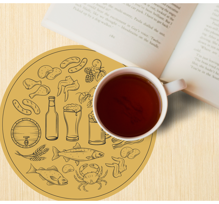 Bierdeckel mit icons für essen und getränke - TenStickers