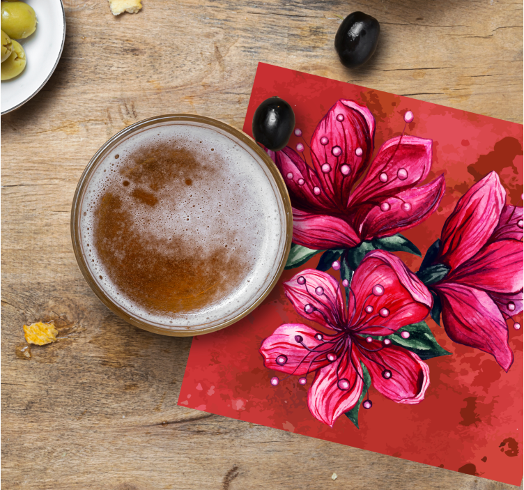 Bierdeckel mit lebhaftem blumenarrangement - TenStickers