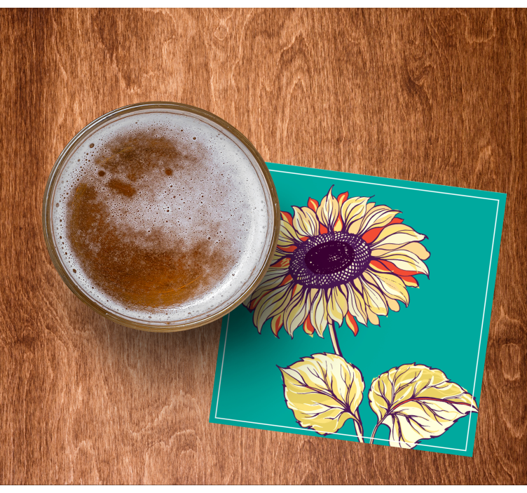 Bierdeckel mit strahlender sonnenblumenillustration - TenStickers