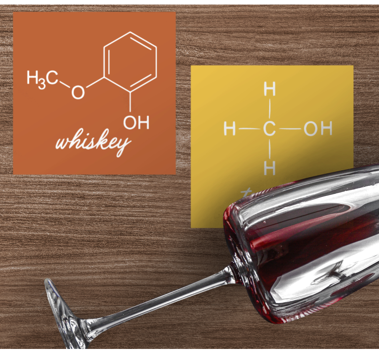 Bierdeckel sprüche und chemische strukturen von spirituosen - TenStickers