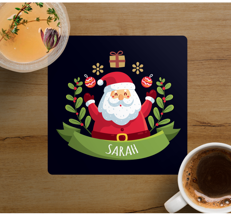 Untersetzer Weihnachten Weihnachtsmann mit Namen - TenStickers