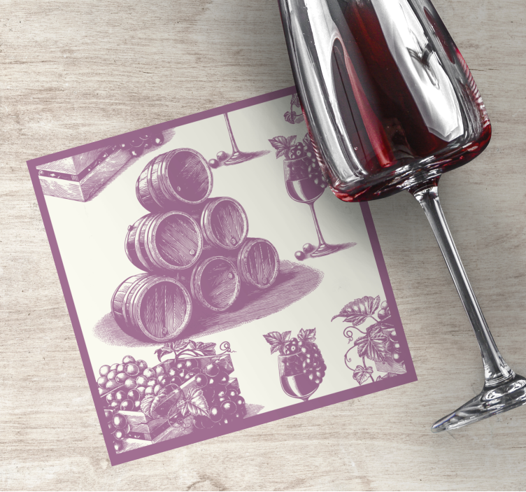 Bierdeckel weinfässer und gläser - TenStickers