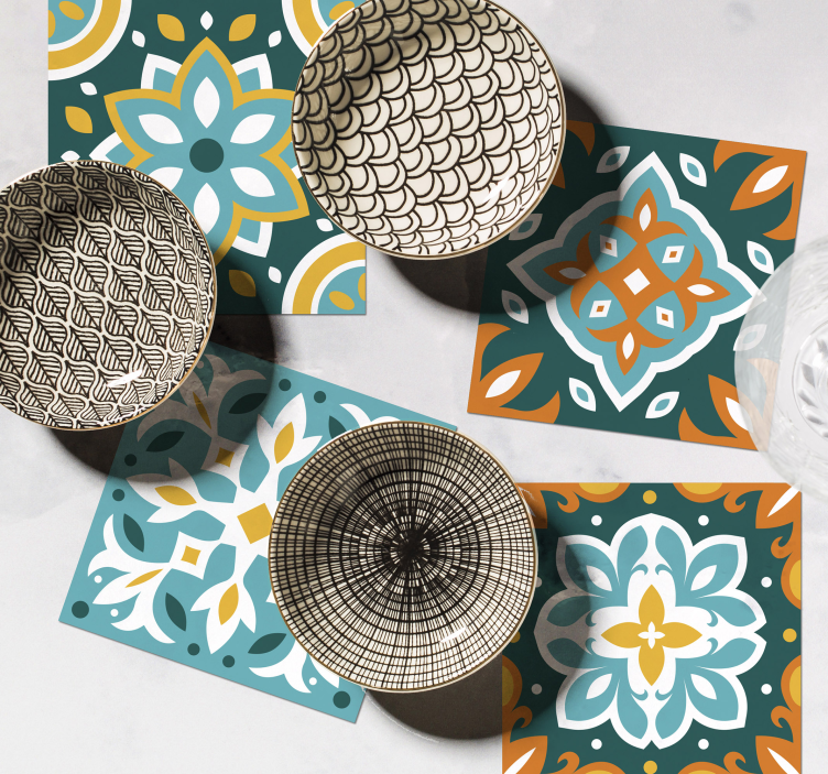 Bunte Ornament Fliesen Untersetzer - TenStickers