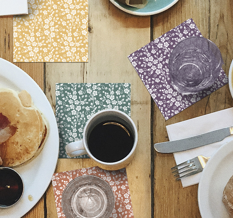 Eleganter Blumenmuster Untersetzer - TenStickers