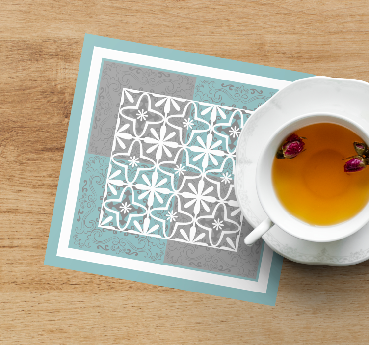 Fliesen untersetzer mit detailliertem botanischen emblem - TenStickers