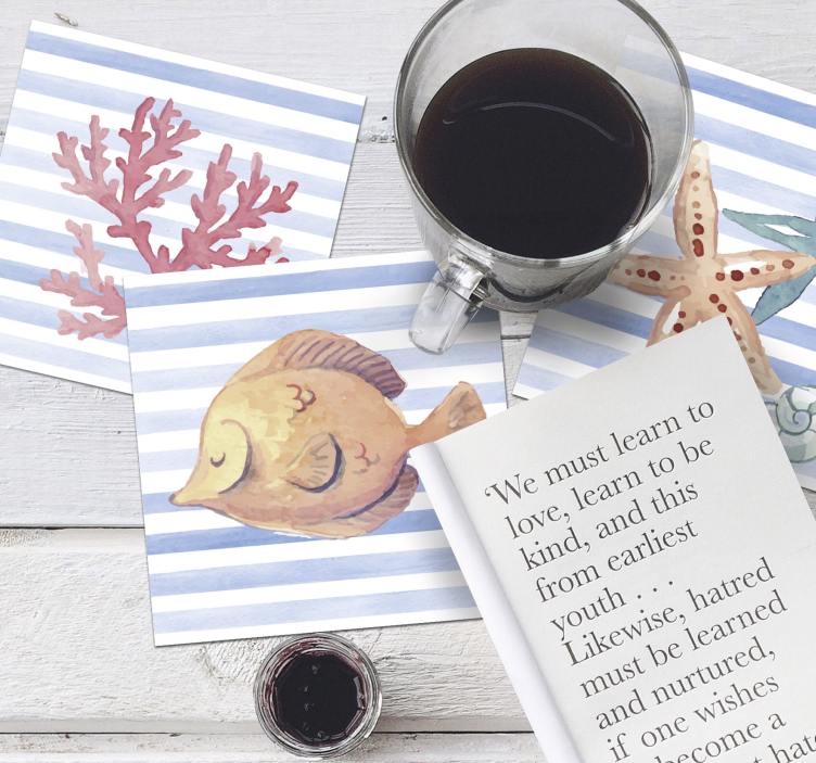 Fliesen untersetzer mit meereslebewesen-motiven - TenStickers