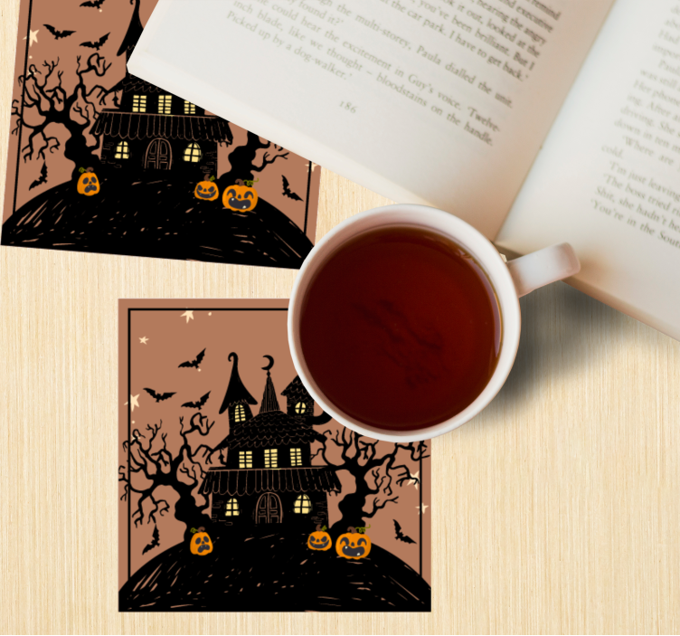 Geisterhaus mit fledermäusen halloween coaster - TenStickers