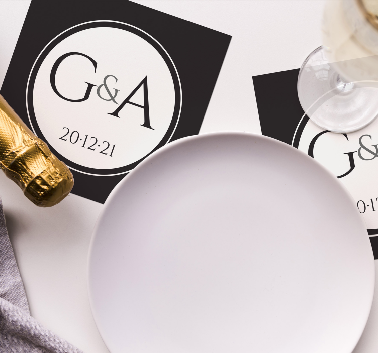 Personalisierte klassische Hochzeit Untersetzer - TenStickers