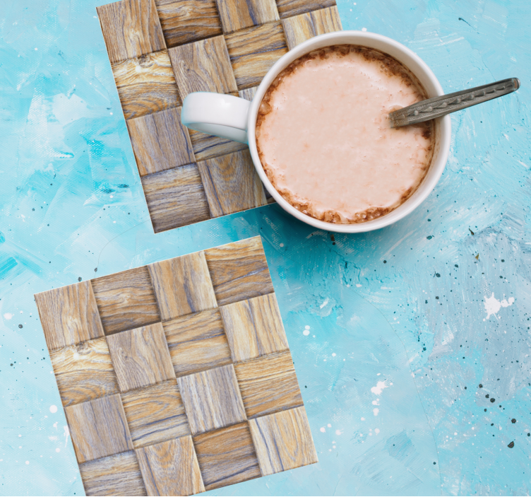 Untersetzer aus gewebtem holzdesign - TenStickers