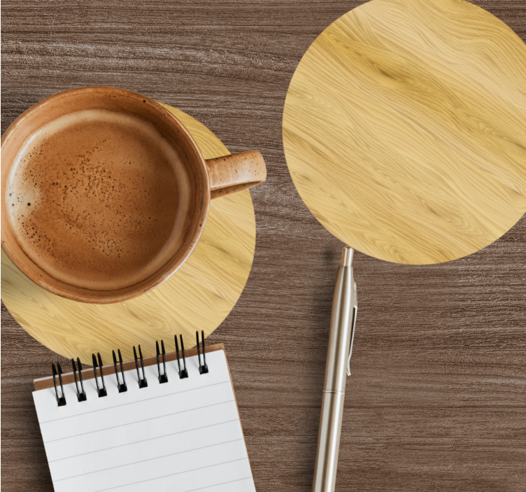 Untersetzer aus natürlichem holz mit runder oberfläche - TenStickers