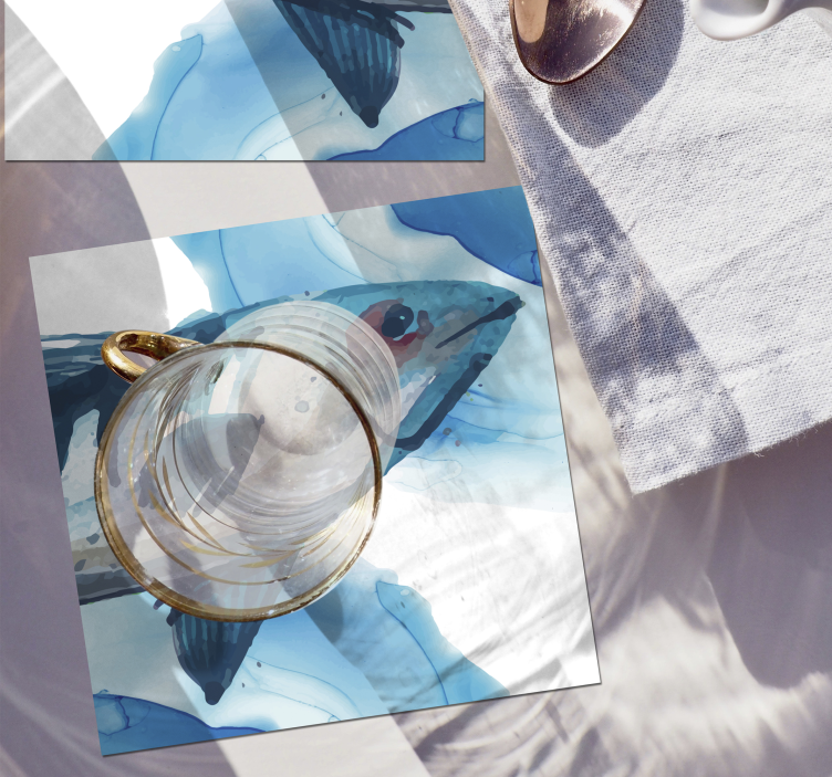 Untersetzer geek aquarell fischillustration - TenStickers