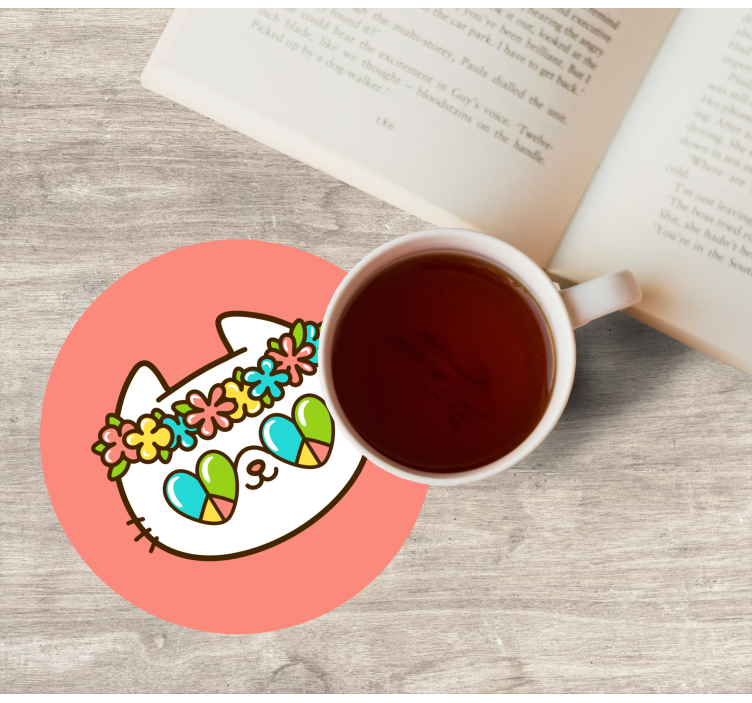 Untersetzer geek blütenkranz katze - TenStickers