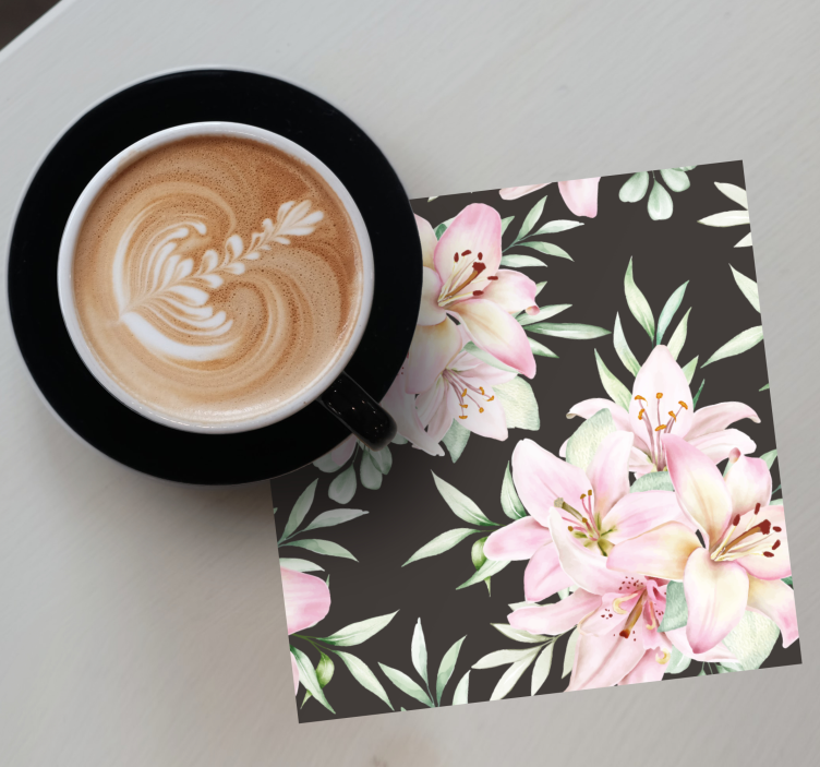 Untersetzer geek botanische anordnung mit lilien - TenStickers