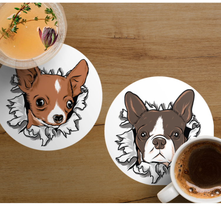 Untersetzer geek chihuahua und bulldoggen gesichter - TenStickers