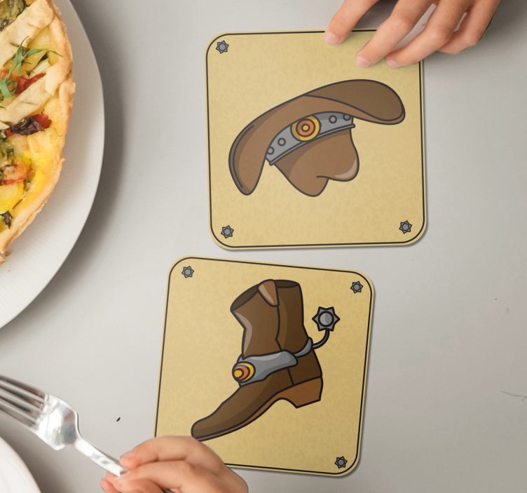 Untersetzer geek cowboyhut und stiefel - TenStickers