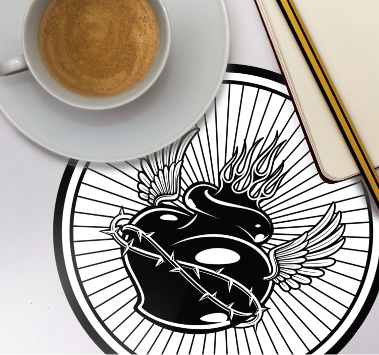 Untersetzer geek geflügeltes herz mit dornen - TenStickers