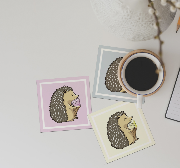 Untersetzer geek igel mit eiscreme - TenStickers
