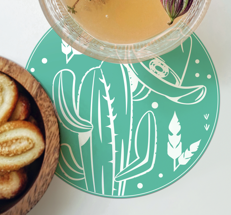 Untersetzer geek kaktus mit hut - TenStickers