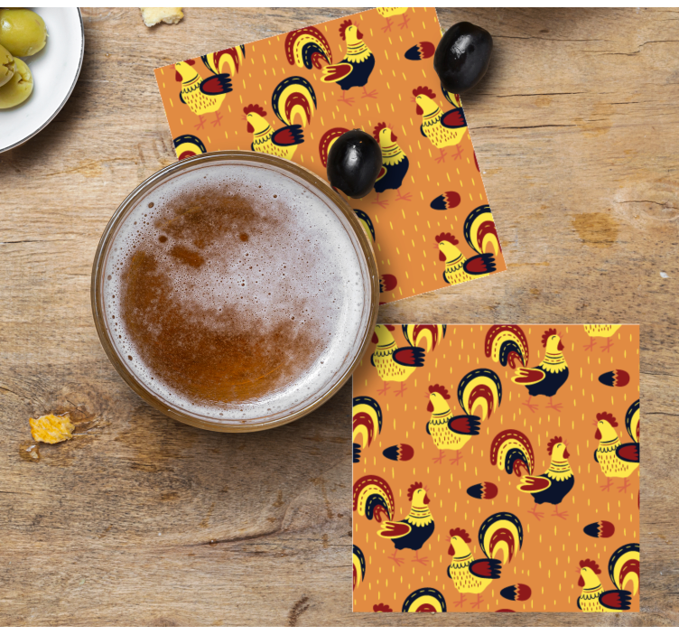 Untersetzer geek mit buntem hahn-muster - TenStickers