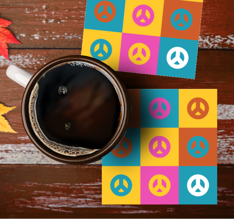 Untersetzer geek mit bunten friedenssymbolen - TenStickers