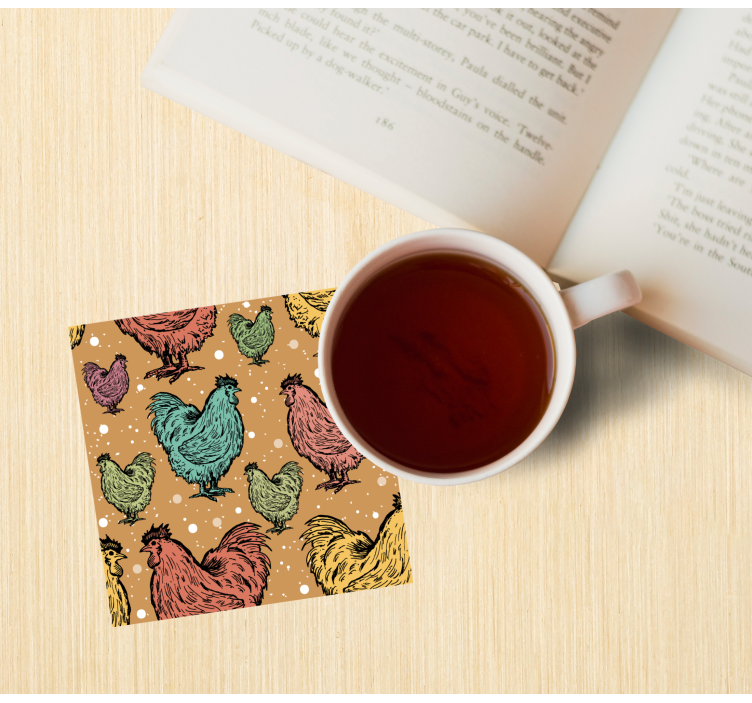 Untersetzer geek mit bunten hühnermustern - TenStickers