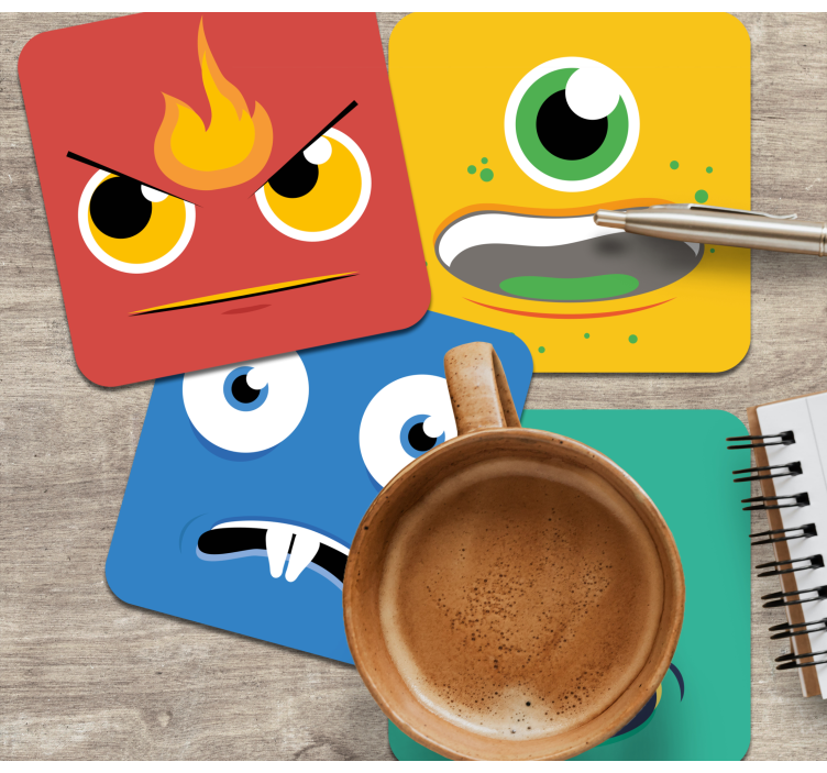 Untersetzer geek mit bunten monsterfaces - TenStickers