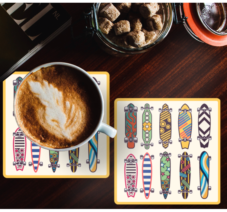 Untersetzer geek mit bunten skateboard-mustern - TenStickers