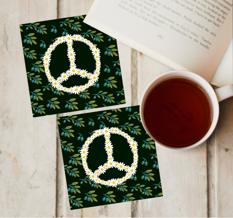 Untersetzer geek mit floralem friedenssymbol - TenStickers