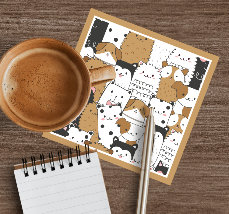 Untersetzer geek mit süßem tiergesicht-muster - TenStickers