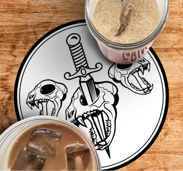 Untersetzer geek mit totenkopf und schwert design - TenStickers