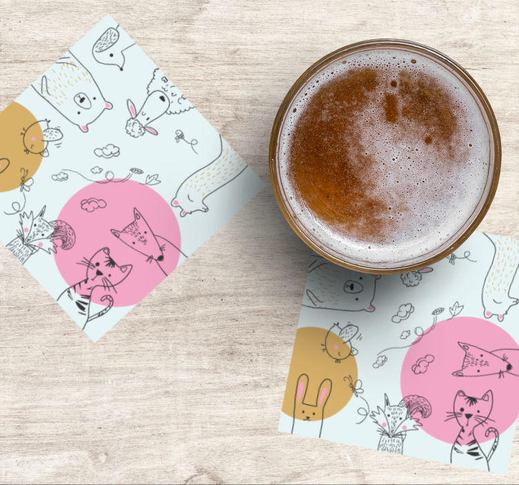 Untersetzer geek mit verspielten tierillustrationen - TenStickers