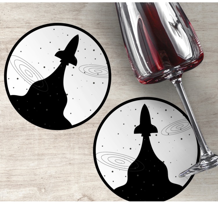 Untersetzer geek raketen-silhouette mit sternen - TenStickers