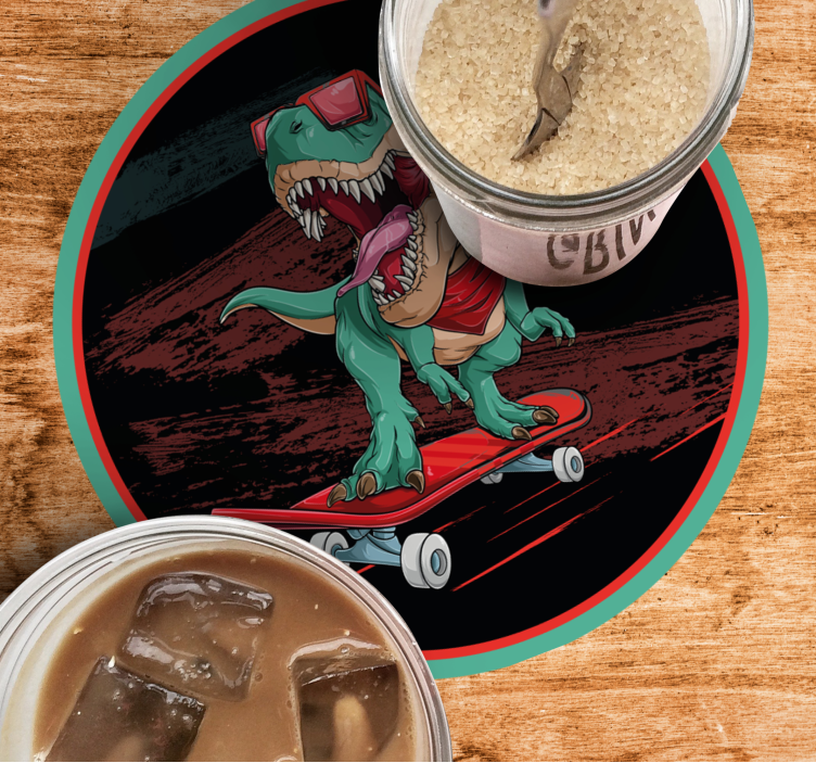 Untersetzer geek skateboardender dinosaurier grafik - TenStickers