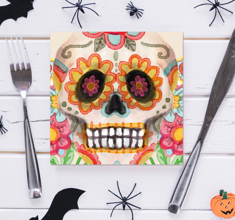 Untersetzer halloween bunte zuckerschädel - TenStickers