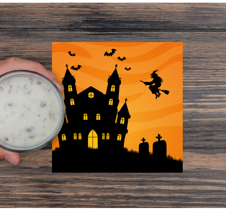 Untersetzer halloween gespenstisches haus silhouette - TenStickers
